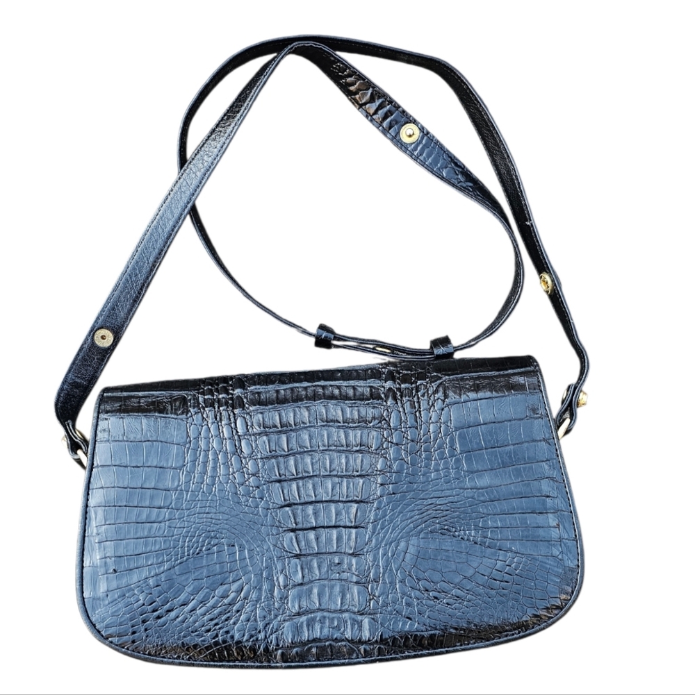 Chapelet Black Crocodile-Embossed Shoulder Bag - Picture 4 of 7